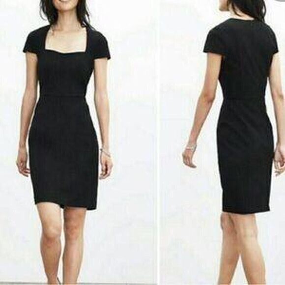 Banana Republic Black Square-Neck Structured Dress - Picture 5 of 6